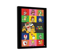 Super Mario - Impression encadrée (40 cm x 30 cm) (Multicolore)