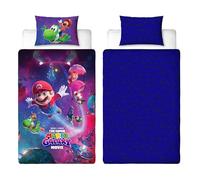Super Mario Movie 2 Housse de Couette Simple Officielle | Design Super | Literie réversible 2 Faces Noire avec taie Assortie | Multicolore
