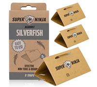 Super Ninja Piège à Poissons d’Argent - 3 Pièces, Anti Poisson d’Argent avec Attractif Intégré, Inodore et Non Toxique, Trappes pour Salles de Bain, Cuisines et Sous-sols - Jusqu’à 3 Mois d’Efficacité