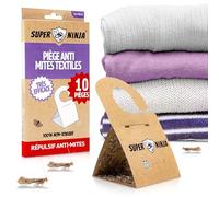 Super Ninja Piège Anti Mites Textiles, Piège à Mites Vêtements, Lot de 10 | Glu Ultra-Adhésive aux Phéromones, Dos Autocollant, pour Cuisine & Garde-Manger, Sûr pour Enfants & Animaux, Jusqu'à 3 Mois