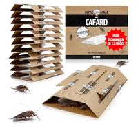 Super Ninja Pieges à Cafards Collants, Produit Anti Cafard, Lot de 12 | Glu Imprégnée d'Attractif, Prêt à l'Emploi, Discret, pour Intérieur, Cuisine, Placard, Garage & Cave, Sans Odeur, Discret