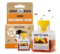 Super Ninja Pièges Anti Moucherons d'Intérieur Cuisine, Lot de 2 | Attrape Moucheron Intérieur pour Maison, Sûr pour Enfants et Animaux, Non Adapté aux Moucherons de Terreau, Jusqu'à 3 Mois