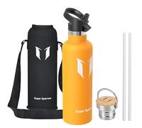 Super Sparrow Gourde Isotherme - Bouteille Isotherme - 1000ml - Gourdes Inox Bouche Standard - Gourde Enfant sans BPA, pour Sport, Gym, Voyage - Avec 2 Bouchons