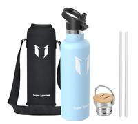 Super Sparrow Gourde Isotherme - Bouteille Isotherme - 1000ml - Gourdes Inox Bouche Standard - Gourde Enfant sans BPA, pour Sport, Gym, Voyage - Avec 2 Bouchons