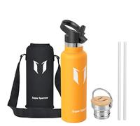 Super Sparrow Gourde Isotherme - Bouteille Isotherme - 620ml - Gourdes Inox Bouche Standard - Gourde Enfant sans BPA, pour Sport, Gym, Voyage - Avec 2 Bouchons