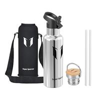 Super Sparrow Gourde Isotherme - Bouteille Isotherme - 750ml - Gourdes Inox Bouche Standard - Gourde Enfant sans BPA, pour Sport, Gym, Voyage - Avec 2 Bouchons