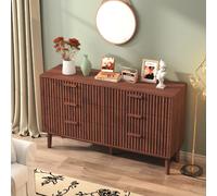 Superaly - Commode à 6 tiroirs - Meuble de rangement à six tiroirs - Couleur noyer