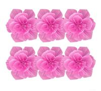 Superbe collection de fleurs en papier crépon - Lot de 6 pièces décoratives - Rose foncé