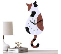 Superbe horloge murale - Design chat à piles et oscillant | Horloge décorative d'animaux | Accessoire décoratif pour chambre à coucher, dortoir, hôtel, restaurant, bureau, cuisine et salon