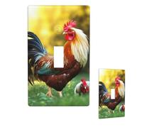 Superbe plaque murale décorative en forme de poule de coq - 1 interrupteur - Taille standard - 11,4 x 7 cm