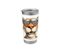 Superbe visage de cougar dans un style dessin animé pour garçons et filles Gobelet isotherme en acier inoxydable double paroi