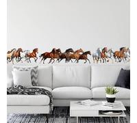 SUPERDANT 3 feuille Stickers Muraux de Chevaux au Galop Autocollants Muraux Réalistes de Troupeau de Chevaux Sticker Mural Imperméables à Décoller et à Coller Autocollants Décoratifs