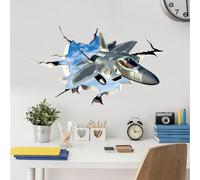 SUPERDANT 3D Stickers Muraux Fighter Jet Plane 3D Sticker Mural Air Force Peel And Stick PVC Aquarelle Art Décor Garçons Chambre D'Enfants Salon Chambre D'Enfant Autocollants Décoratifs