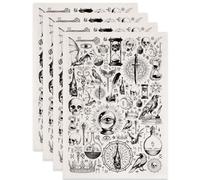 SUPERDANT 4 Pcs Grands Transferts Sous Glaçure 52x37cm Noirs Décalcomanies Céramique À Eau Ajustables Divination Chats Corbeaux Crânes pour Poterie Atelier Artisanale Fait à la Main