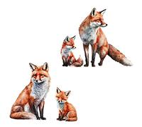 SUPERDANT Aquarelle Renard Stickers Muraux Mignon Animal Stickers Muraux Renard Famille Vinyle DIY Art Décor pour Bébé Pépinière Enfants Chambre Salon Décoration Murale 70x39 cm 2 Feuilles