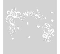 SUPERDANT Autocollants Muraux Vinyle Amovible Vignes Fleurs Blanches Papillons Décor Floral pour Chambre de Fille Salon Pépinière Décoration Murale Intérieure