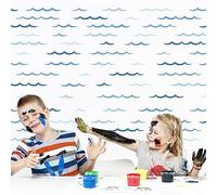 SUPERDANT Bleu Océan Vagues Stickers Muraux Minimaliste Bleu Sticker Mural Lignes Courbées Vinyle DIY Décor Art pour Enfants Chambre Bébé Pépinière Salle de Jeux Salon Maison Autocollants Décoratifs