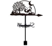 SUPERDANT Girouette de Jardin Exterieur Fox et Lune pour Toit Girouettes Fox en Métal Arbre Lune pour Abris de Jardin Indicateur de Direction du Vent Noir Deco Jardin Exterieur