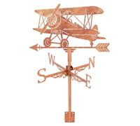 SUPERDANT Girouette Métallique Avion Montée sur Toit Girouette de Jardin Exterieur en Cuivre Rouge Indicateurs de Direction du Vent Décor Convient Patios Maisons et Abris Granges Gazebos Arrière