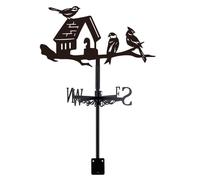 SUPERDANT Girouette Oiseaux Et Maison Girouette De Toit pour Jardin Ferme | Design Unique,Noir,25.7×35.8cm,Adapté Pour Abri Grange Garage,Deco Exterieur Jardin