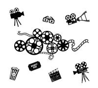 SUPERDANT Movie Reel Stickers Muraux Abstrait Antique Cinéma Sticker Mural Belle Bobine de Film Décoration Murale Contemporaine Autocollants Décoratifs Bobine de Film pour Home Office Studio Decor