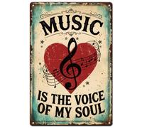 SUPERDANT Plaque Decorative Metal Forme Coeur Musique 11.8×7.9 in/30×20cm Plaque Fer Notes Musicales De Qualité Premium Facile A Installer Decoration Murale Interieur Exterieur Pour Man Cave Rouge