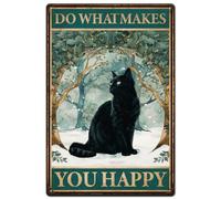 SUPERDANT Plaque Metal Vintage de Chats Noirs Plaque Murale Decorative Anneau D'Arbre Peinture Artistique Affiche Vintage pour Chambre à Coucher Salle Panneau Decoratif Exterieur Metal