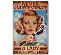 SUPERDANT Plaque Metal Vintage de Tennis en Étain pour Dame Plaque Metal Decorative Art Mural en Fer, Décoration Murale de Maison, Chambre à Coucher, 30x20cm
