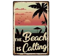 SUPERDANT Plaque Metal Vintage la Plage Appelle des Plaque Murale Decorative Suspendues Signes en Étain en Métal Affiche Vintage D'Art Mural en Fer Panneau Decoratif Exterieur Metal