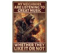 SUPERDANT Plaque Metal Vintage Musical Rétro Plaque Metal Decorative Peinture en Métal Rock Deco Affiche Vintage Mes Voisins Écoutent de la Bonne Musique
