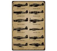 SUPERDANT Plaque Metal Vintage pour Avions de Chasse de la Seconde Guerre Mondiale Vintage Decoration Guide de Chasse Signe D'Art D'Avion de Guerre Plaque Murale Decorative