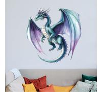 SUPERDANT Stickers Muraux Dragon Sticker Mural Animal Plus Taille Dragon Coloré Art Mural Maison Autocollant Vinyle Chambre Salon Décor Art Mural Cadeau Décor Autocollants Décoratifs