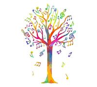SUPERDANT Stickers Muraux en Forme D'Arbres Musicaux Colorés Thème Musical Bricolage Art en Vinyle Dégradé de Notes de Musique Sticker Mural pour Jardin Salon Salle de Jeux Salle de Musique