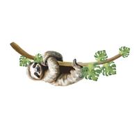 SUPERDANT Stickers Muraux Paresseux Mignons, Plantes Tropicales Animaux Sticker Mural Autocollant Mural Paresseux Sur le Coffre pour Chambre D'Enfant Autocollants Décoratifs