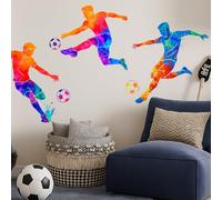 SUPERDANT Stickers Muraux Vinyle Aquarelle Joueurs de Football Autocollant Décoratif Sport pour Chambre d'Enfant Salle de Jeux Décoration Murale Intérieur