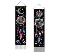 SUPERDANT Tapisserie Murale Attrape Rêves Papillons Art Mural Tenture Murale Longue Tapisserie Tenture Murale Lot de 2 Tapisseries avec Motif Pompon Cadeau de Noël