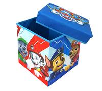 Superdiver - Coffre de rangement et tabouret Pat’ Patrouille - Licence Officielle Paw Patrol - 30x30x30 cm - Pouf pliable avec couvercle rembourré - Organisateur pour jouets