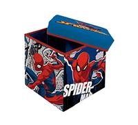 Superdiver - Coffre de rangement et tabouret Spiderman - Licence Officielle Marvel - 30x30x30 cm - Pouf pliable avec couvercle rembourré - Organisateur pour jouets