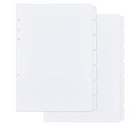 SUPERFINDINGS 2 Lot de 14 Feuilles de Séparateurs de Classeur A5 en Plastique Blanc 6 séparateurs de Classeur à Anneaux Pages de Séparation de Classeur avec 7 onglets 6 Trous Page D'Index à Anneaux