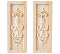 SUPERFINDINGS 2 pièces Bois Sculpté Applique Rétro Carved Wood Furniture Moulding Décalcomanie D'Angle Style Européen Centre Artisanal Fleur Longue Applique pour Porte Armoire Lit Décor Non Peint