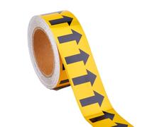 SUPERFINDINGS 20m Autocollants de marquage réfléchissants Autocollant d'indication de flèche Tube d'enroulement Autocollants pour étiquettes de flèches Jaunes et Noires Autocollants de flèche