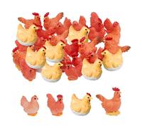 SUPERFINDINGS 32 pièces 4 Styles Mini Figurines de Poulet en Résine 3 Coq Ornaments Miniature Poule Décor de Jardin Féerique Accessoires de Paysage Micro