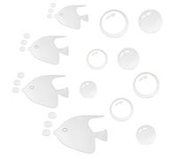 SUPERFINDINGS 58pcs 8 Taille d'argent Poissons et Bulles Autocollants Muraux Poisson Autocollant Miroir Muraux Auto-Adhésif Acrylique Effet Miroir Stickers pour Salle de Bains