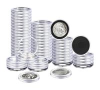 SUPERFINDINGS 60 Pièces Porte Monnaie en Plastique Transparent 40 mm Rond Coffret à Pièces en Acrylique Fournitures de Collections avec Joint d'Étanchéité Blanc Ajustable et Protections Capsule