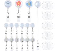 SUPERFINDINGS 60Pcs DIY Badge Reel en Plastique Transparent avec Insert en Acrylique de 40mm et Cordon de 26.3 Pouces 6.68m Long avec Clip Alligator Pivotant pour Infirmières et Employés de Bureau