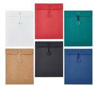 SUPERFINDINGS 6Pcs Chemise Enveloppe en Papier avec Lacet Pochette Projet Pochette de Fichier A5 en Papier 6 Couleurs Organisateur Documents Porte Documents pour Bureau Maison École Cartes Stockage