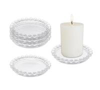 SUPERFINDINGS 6Pcs Décoration Halloween Assiette à Bougie en Verre Bougeoirs Pilier en Verre Magnifique Dessous de Plat à Bougie Support de Dessous de Verre Transparent Assiette Ronde Plateau à Bougie