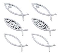SUPERFINDINGS Autocollant 6D en Plastique Imperméable Motif Poisson Chrétien 3 Styles pour Voiture Argenté pour Ordinateur Portable Décoration de Véhicule 14x4.6x0.6cm