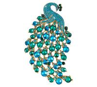 SUPERFINDINGS Broche Paon Émeraude Élégante Broche en Strass Épingle seau en Cristal Broche Vintage Tendance pour Mariage Noël Anniversaire