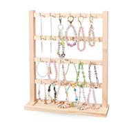SUPERFINDINGS Présentoir En Bois À 4 Niveaux Pour Boucles D'Oreilles Avec 24 Crochets Dorés Support Pour Cartes À Boucles D'Oreilles Organisateur Avec Bacs Pour Comptoir De Vente Entrée Maison